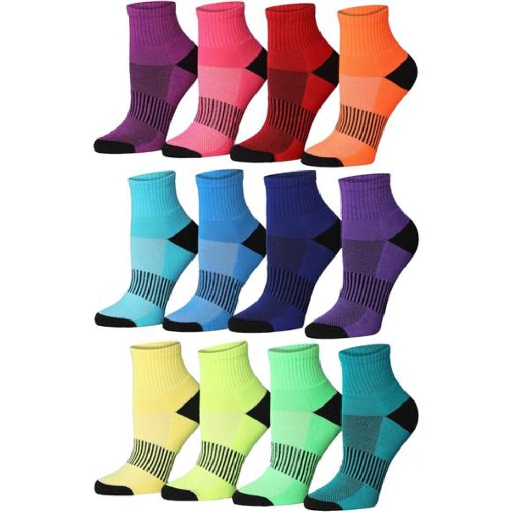 Women's 12-Pairs Running & Athletic Sports Performance Ankle/Quarter Socks